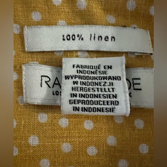 Rachel Zoe | Linen | Yellow + White Polka Dot Button Top | EUC Like New - Picture 9 of 10